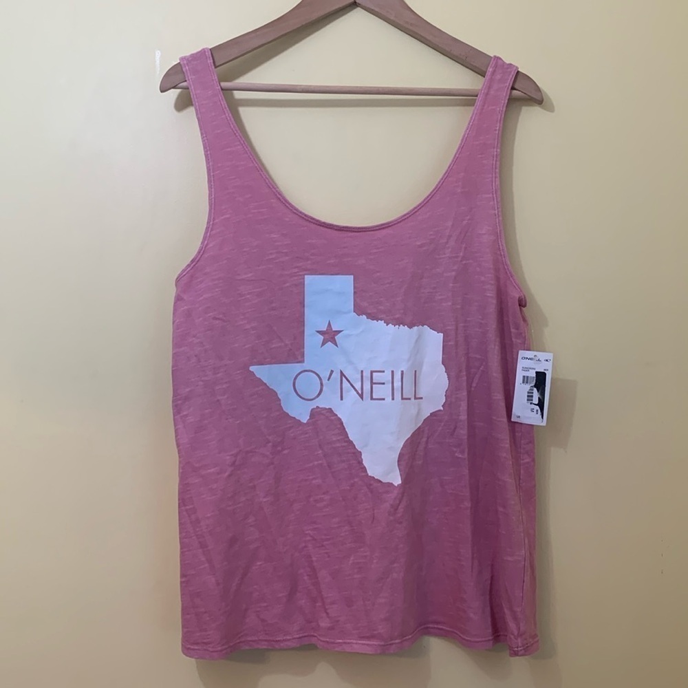 O’Neill NWT Pink White Lone Star State of Texas Graphic Cotton Tank Tee Shirt M